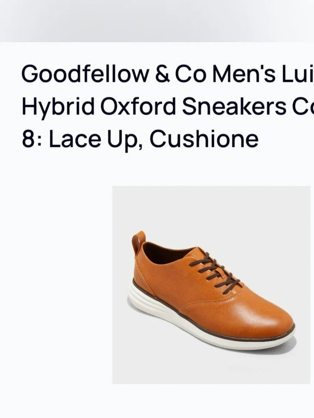 Goodfellow & Co Men's Tan Lace-Up Hybrid Oxford
